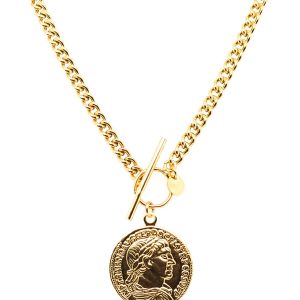 Naszyjnik srebrny pozłacany - coin moneta 925