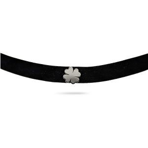 Choker srebrny, regulowany, aksamitka z koniczynką 925