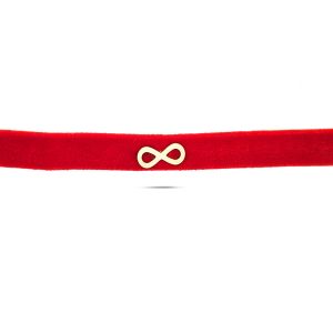 Choker srebrny pozłacany, regulowany aksamitka z nieskończonością 925