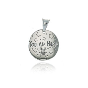 Zawieszka srebrna koło z sentencją ..You are magic… 925