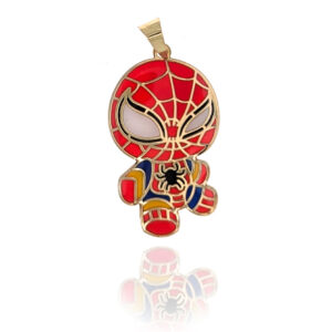 Zawieszka złota efekt 3D czerwony Spiderman dwustronny 585